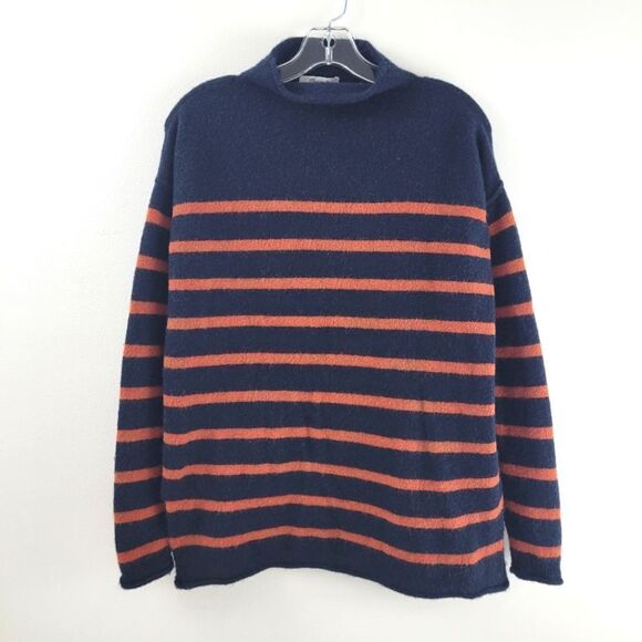 MADEWELL Whitworth striped mock neck alpaca merino wool blend sweater - Picture 5 of 13